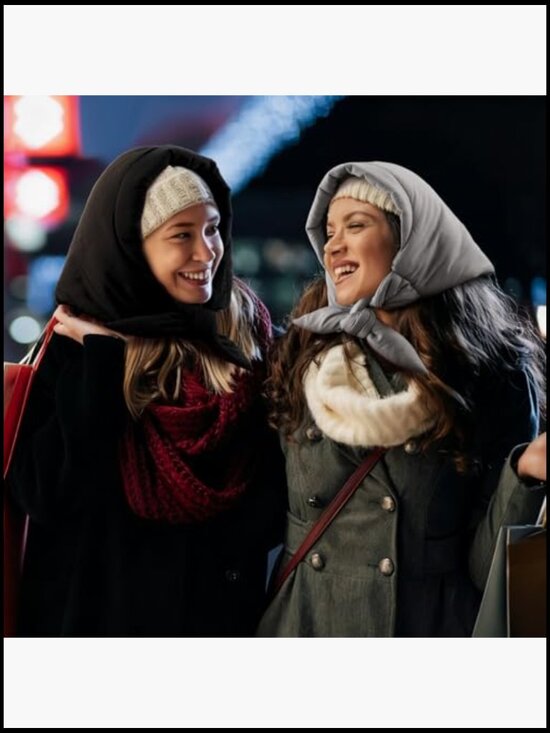 Synthetic Down Hooded Scarf Hat Balaclava Set Warm Winter Beanie Windproof main image 4